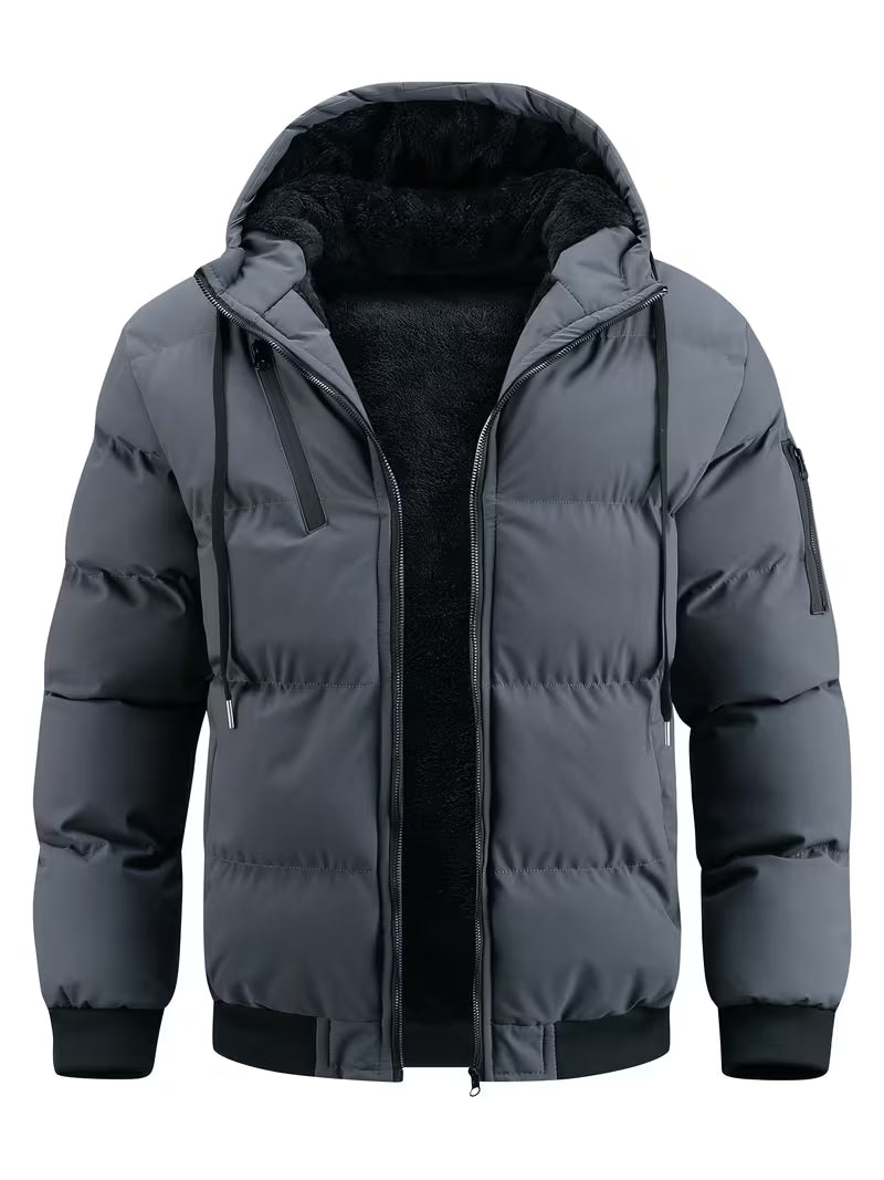 Gewatteerde jas met capuchon en fleece voering