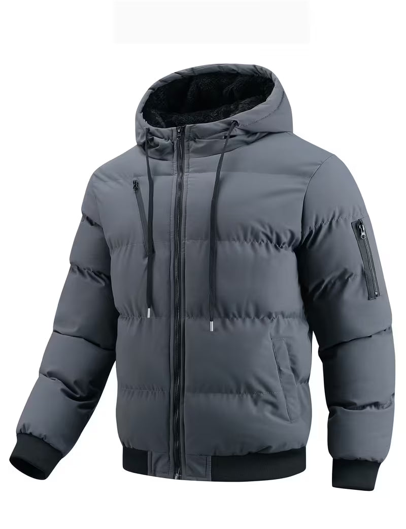 Gewatteerde jas met capuchon en fleece voering