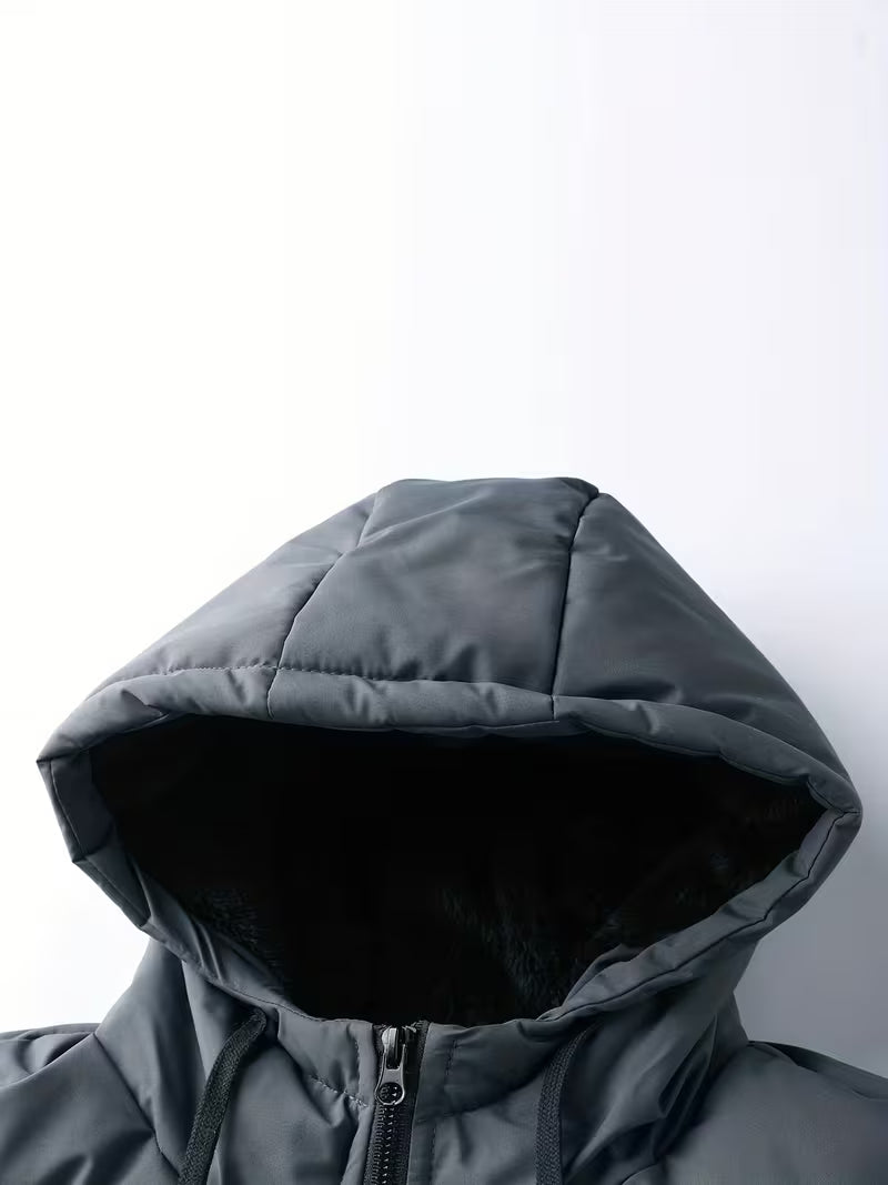 Gewatteerde jas met capuchon en fleece voering