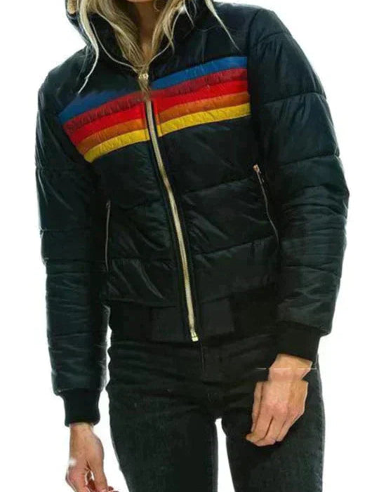 Gewatteerde jas met capuchon en ritsluiting