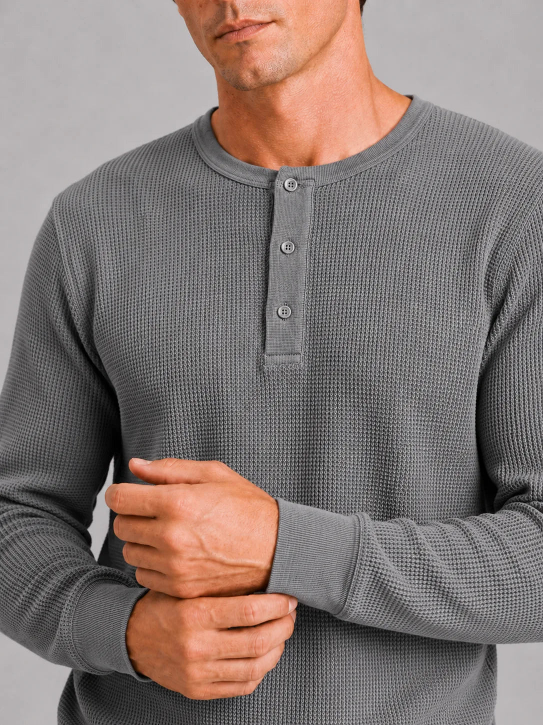 Longsleeve waffle knit shirt