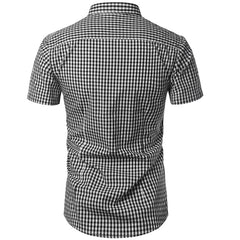 Korte mouw overhemd met blauw checkered patroon