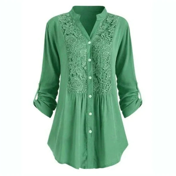 Lange blouse met trendy pofmouwen, gemaakt van comfortabele materialen met een flatterende pasvorm. Dit veelzijdige ontwerp kan zowel formeel als casual gedragen worden, en voegt een vleugje eigentijdse elegantie toe aan elke outfit.