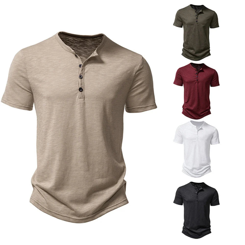 Stijlvolle heren T-shirt met Henley kraag - perfect voor een trendy toevoeging aan je outfit. Gemaakt van hoogwaardige materialen voor langdurig comfort en voorzien van een prachtige pasvorm voor een stijlvolle look.