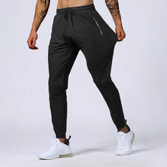Heren joggers met ademende stof en smalle enkelboord