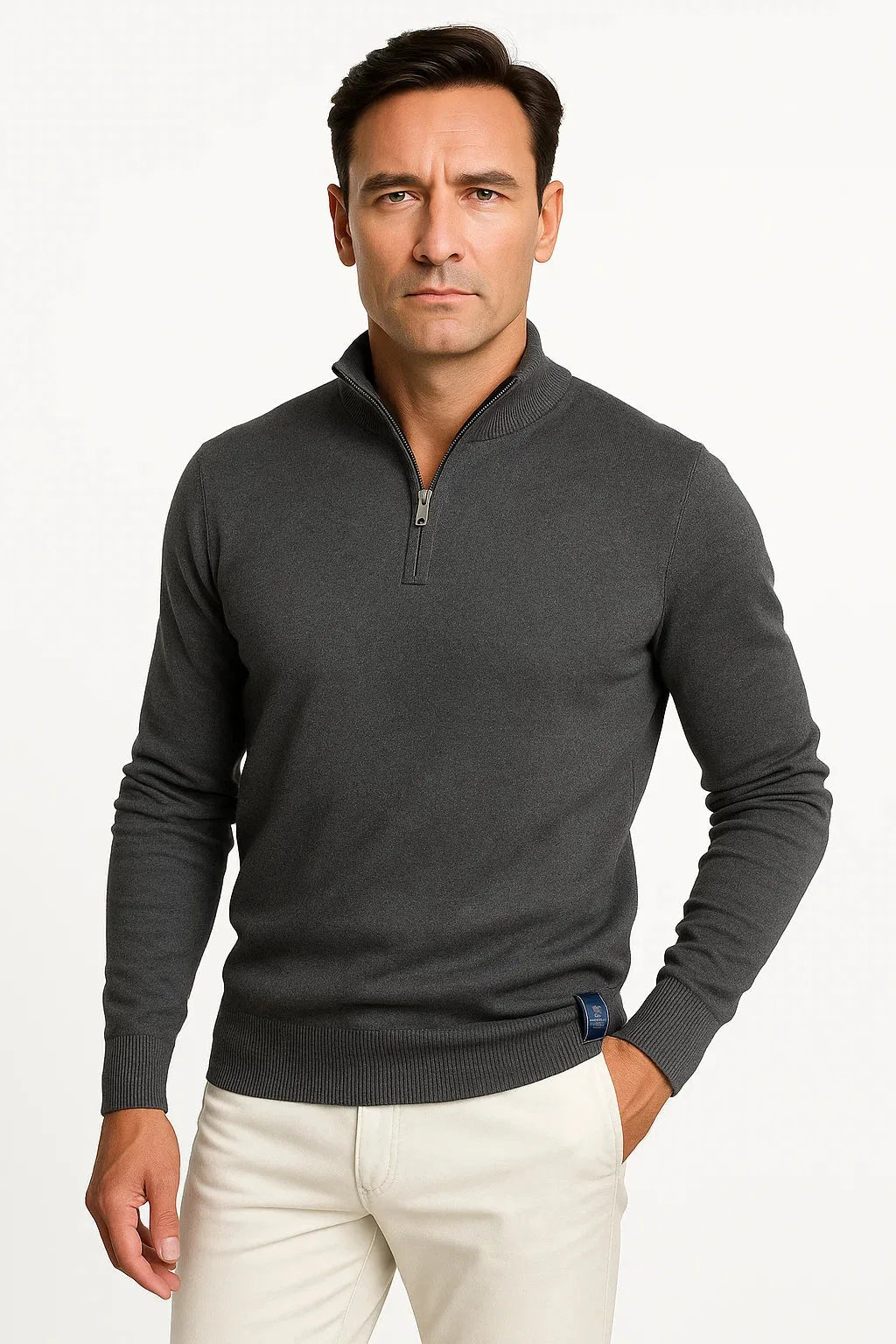 Quarter-zip trui met mock neckline