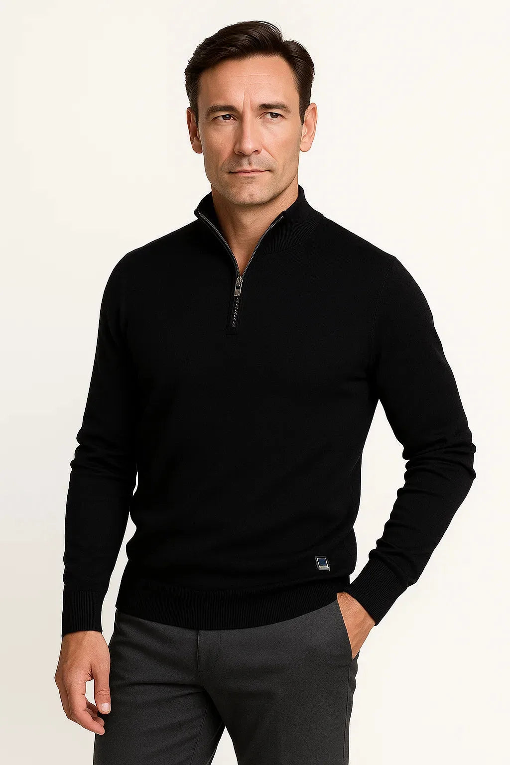 Quarter-zip trui met mock neckline