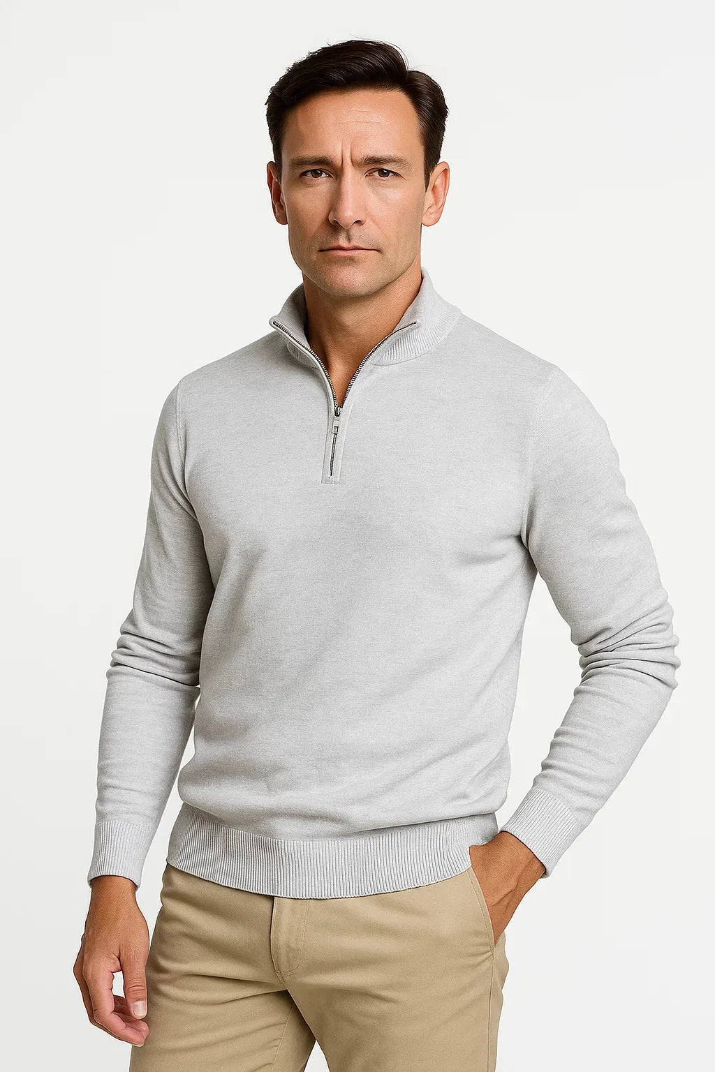 Quarter-zip trui met mock neckline