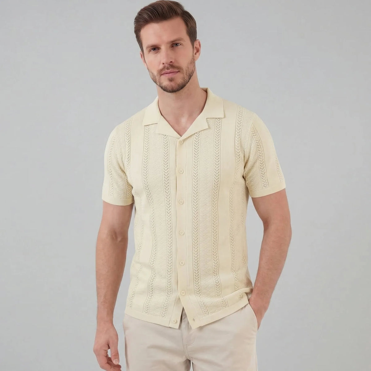 Unisex shirt met V-hals