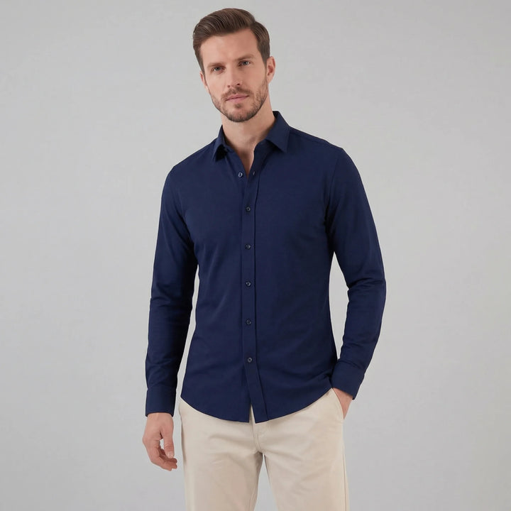 Slim fit overhemd met mandarin kraag