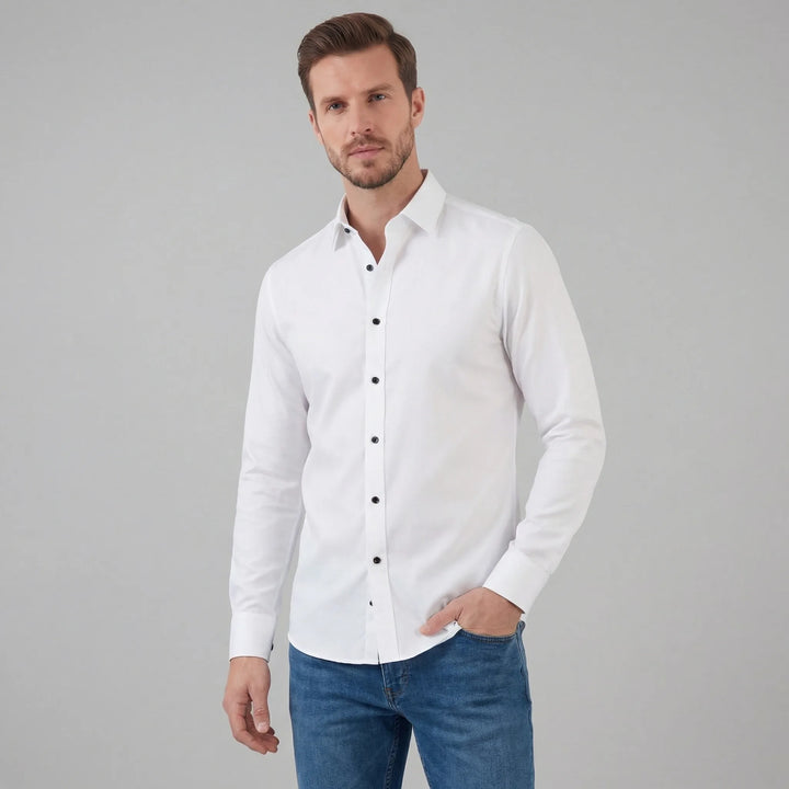 Slim fit overhemd met mandarin kraag