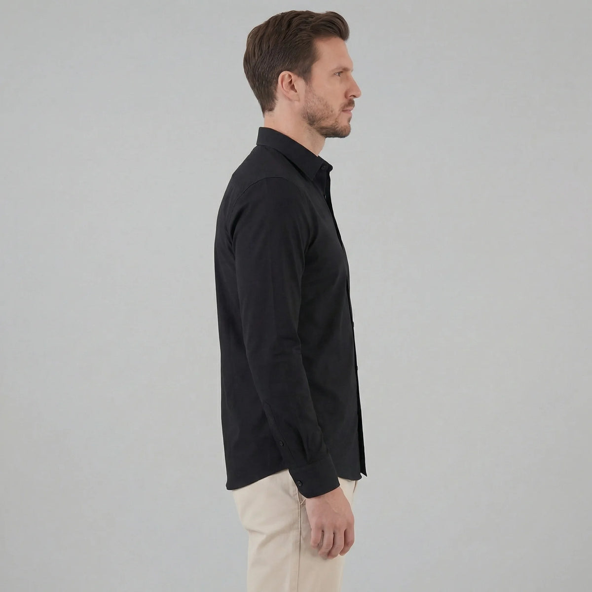Slim fit overhemd met mandarin kraag