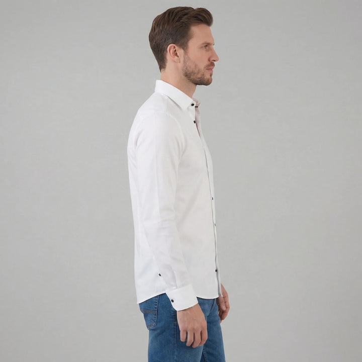 Slim fit overhemd met mandarin kraag