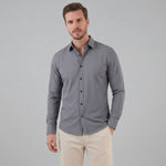 Slim fit overhemd met mandarin kraag