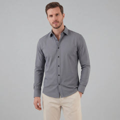 Slim fit overhemd met mandarin kraag