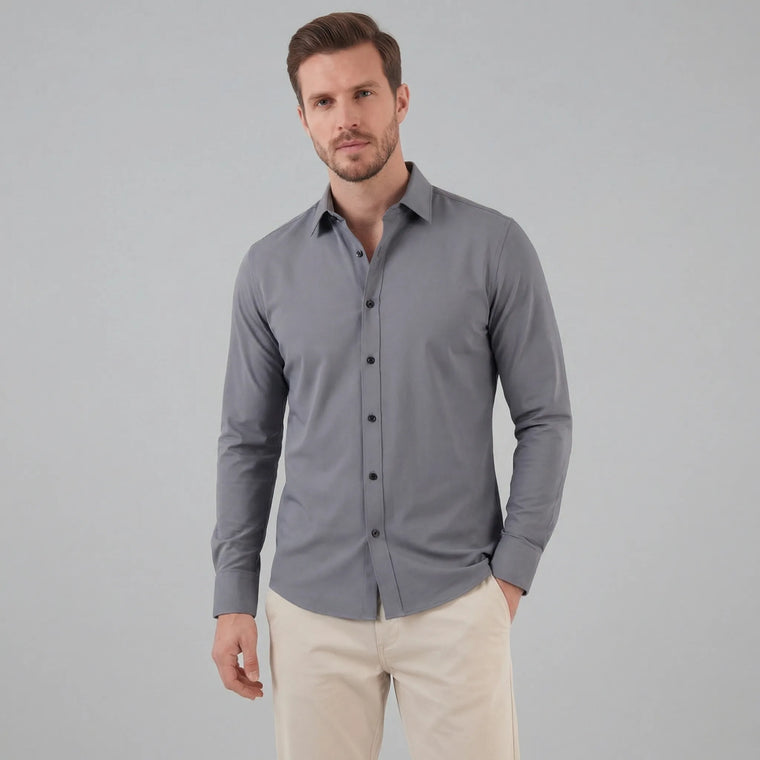 Slim fit overhemd met mandarin kraag