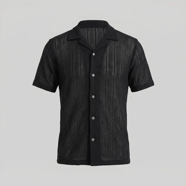 Shirt met V-hals en korte mouwen