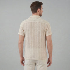 Shirt met V-hals en korte mouwen