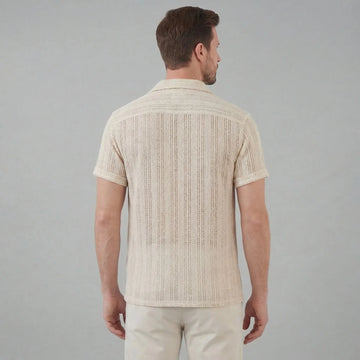 Shirt met V-hals en korte mouwen
