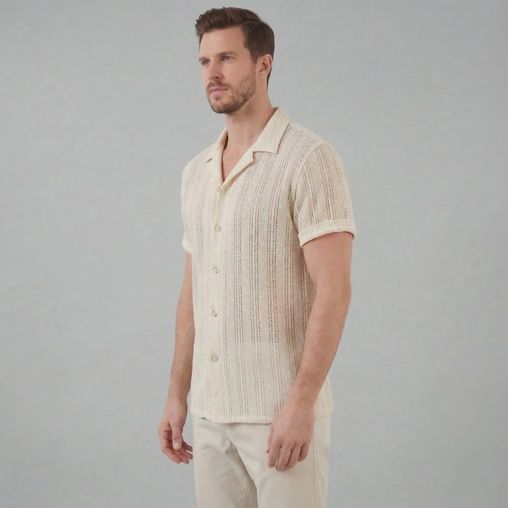Shirt met V-hals en korte mouwen
