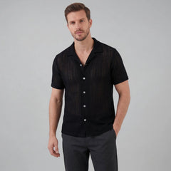 Shirt met V-hals en korte mouwen