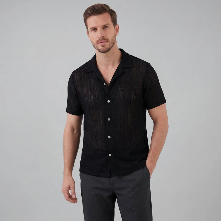 Shirt met V-hals en korte mouwen
