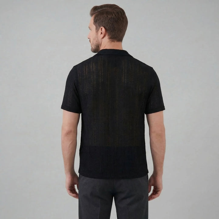 Shirt met V-hals en korte mouwen