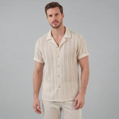 Shirt met V-hals en korte mouwen