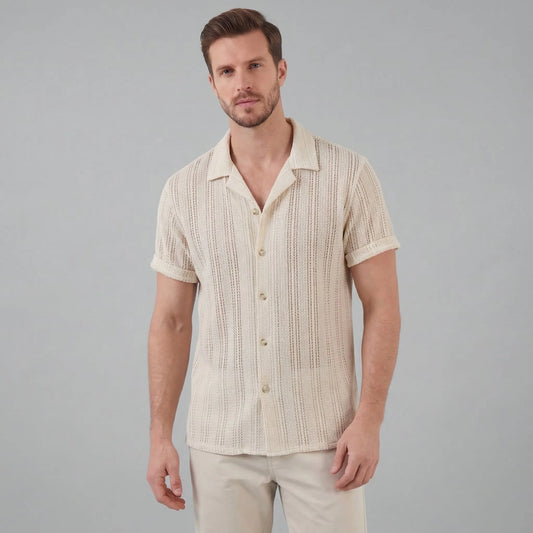 Shirt met V-hals en korte mouwen
