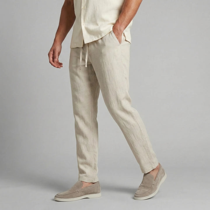 Linnen broek met elastische taille