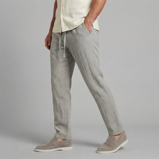 Linnen broek met elastische taille