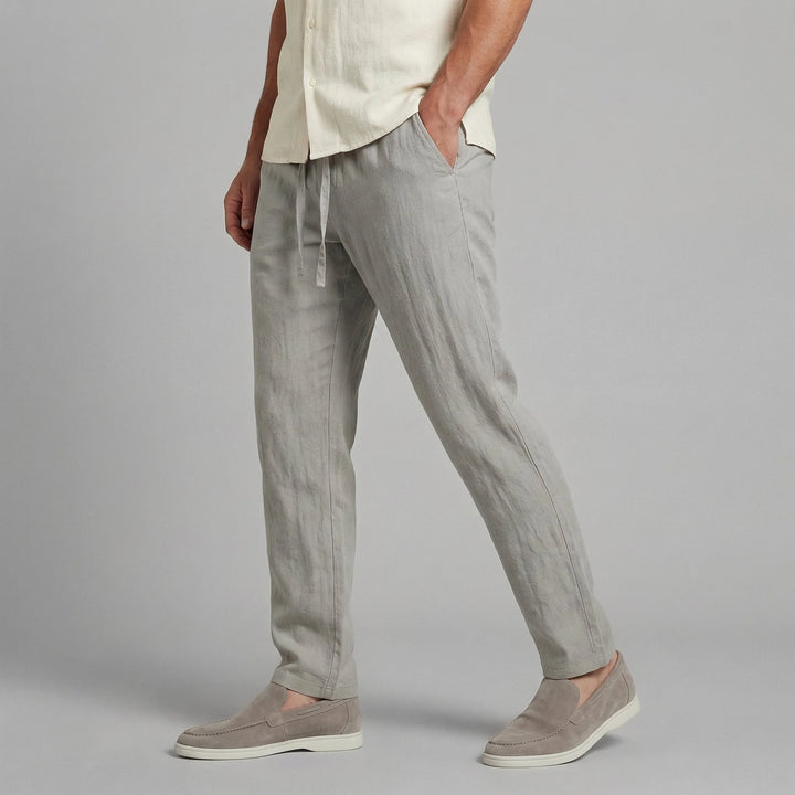 Linnen broek met elastische taille