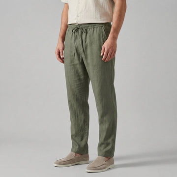 Linnen broek met elastische taille