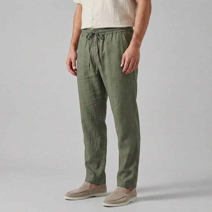 Linnen broek met elastische taille