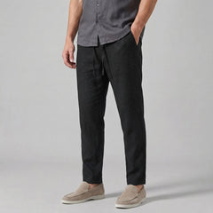 Linnen broek met elastische taille