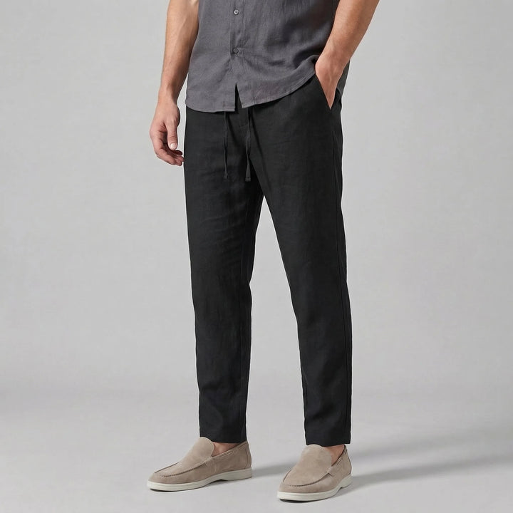 Linnen broek met elastische taille