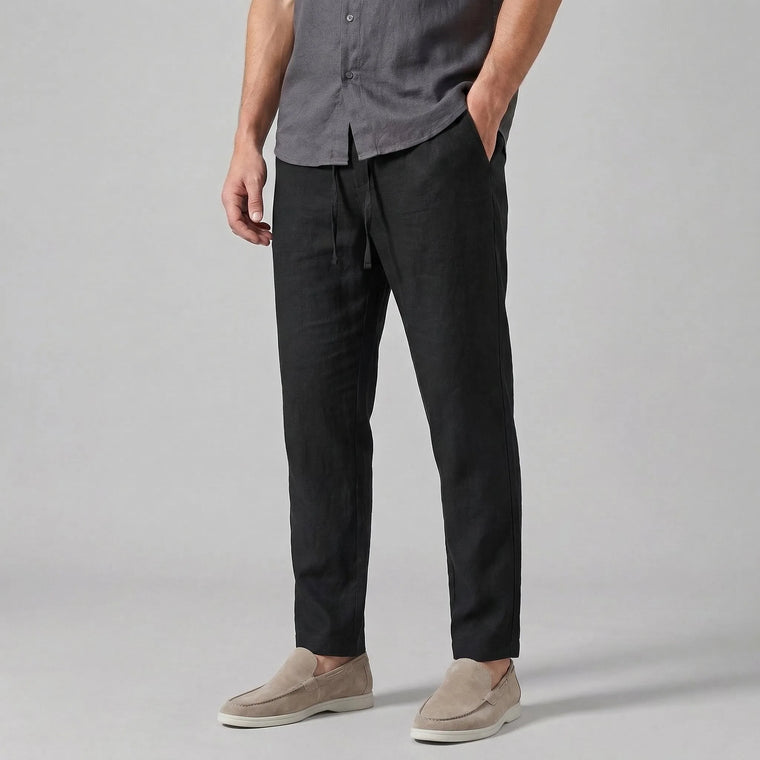 Linnen broek met elastische taille