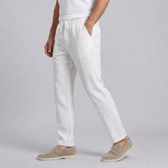 Linnen broek met elastische taille