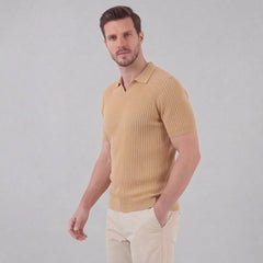 Ribbed polo shirt met V-neck