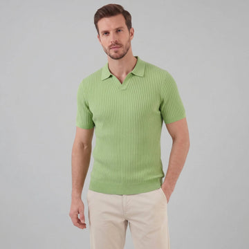 Ribbed polo shirt met V-neck