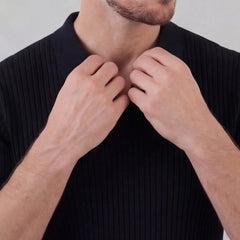 Ribbed polo shirt met V-neck