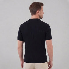 Ribbed polo shirt met V-neck