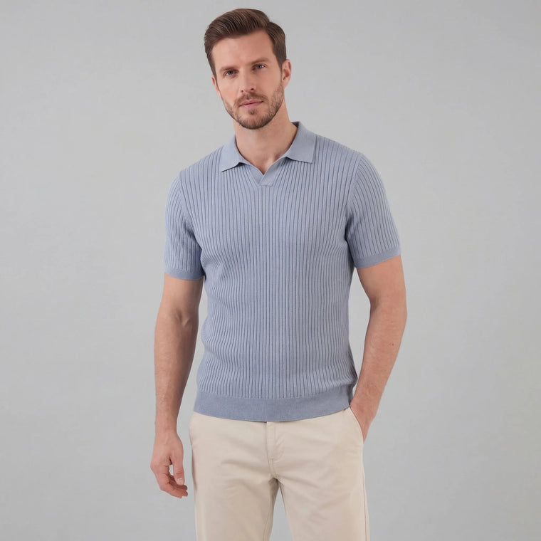 Ribbed polo shirt met V-neck