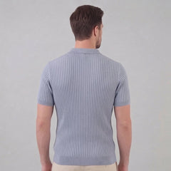Ribbed polo shirt met V-neck