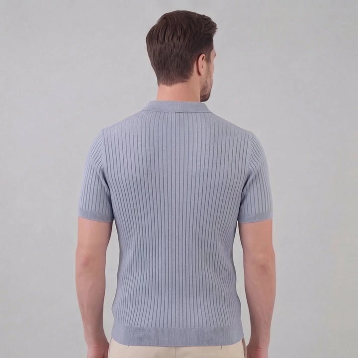 Ribbed polo shirt met V-neck