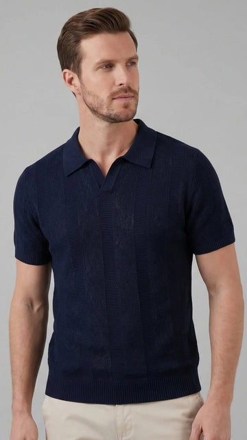 Slim fit polo met V-neck