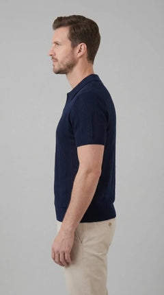 Slim fit polo met V-neck