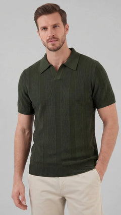 Slim fit polo met V-neck