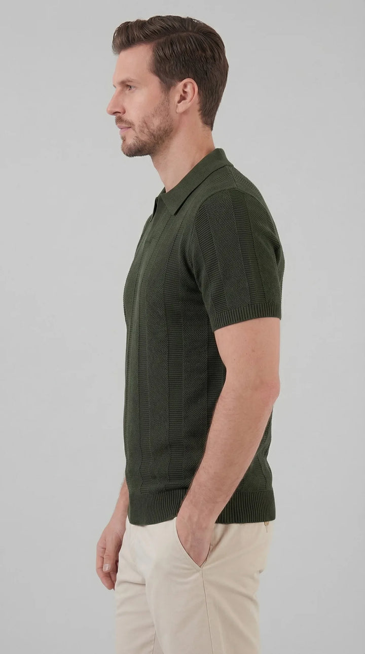 Slim fit polo met V-neck