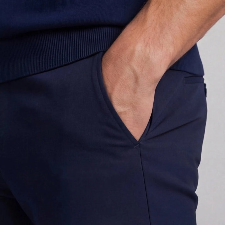 Navy blauwe broek met rechte pijpen